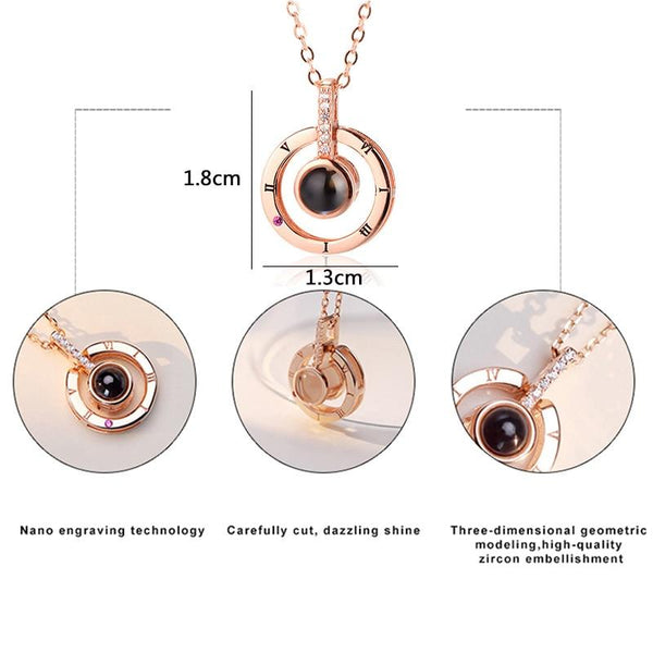 100 Language "I love You" projection Necklace