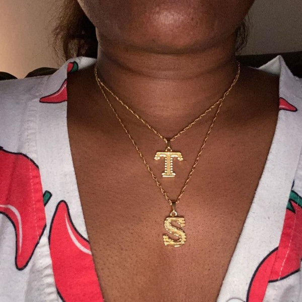 A-Z Letter Gold Color Metal Hiphop Necklace