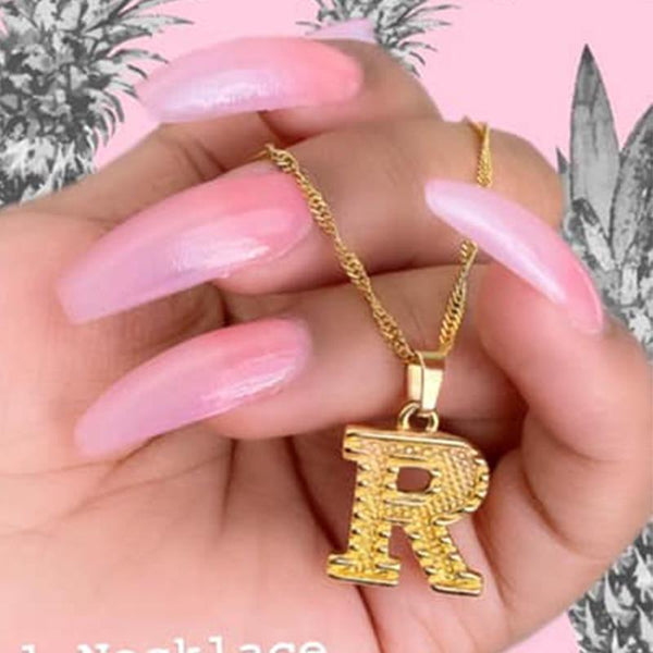 A-Z Letter Gold Color Metal Hiphop Necklace