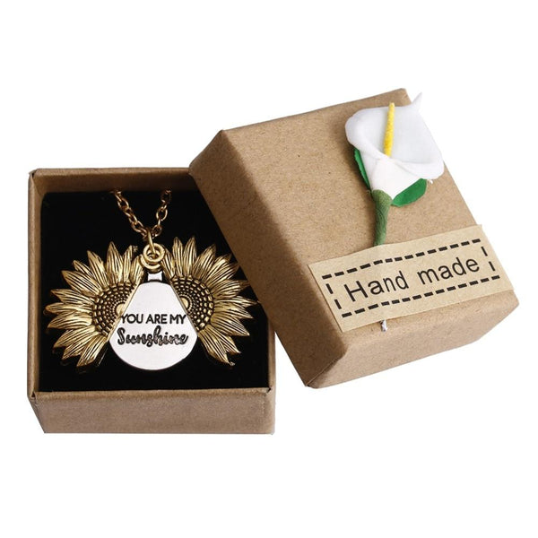 Sunflower Open Locket Statement Necklace with gift box