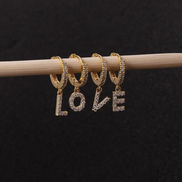 CZ Diamond Letter Cute Charm Earring 1pcs