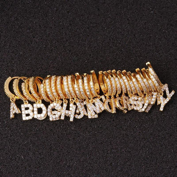 CZ Diamond Letter Cute Charm Earring 1pcs