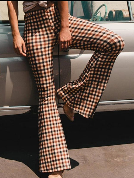 Liv - Vintage Plaid Bell Bottom Pants