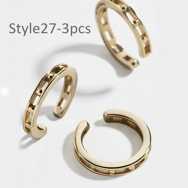 Style 27 CZ Diamond Big C Color Ear Cuff Stackable 3pcs/set