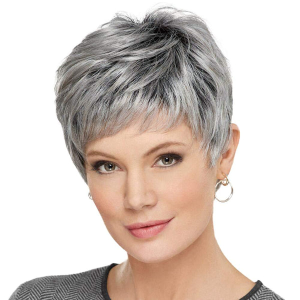 Short Pixie Cut Wig Brazilian Virgin Human Hair Black And Highlight Colorful Wig With Bangs Full Machine Ready To Go Glueless Wig dealsforyourdays