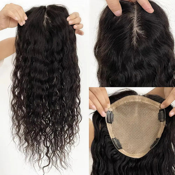Premium Curly Mono Base Hair Toppers Human Hair for Women