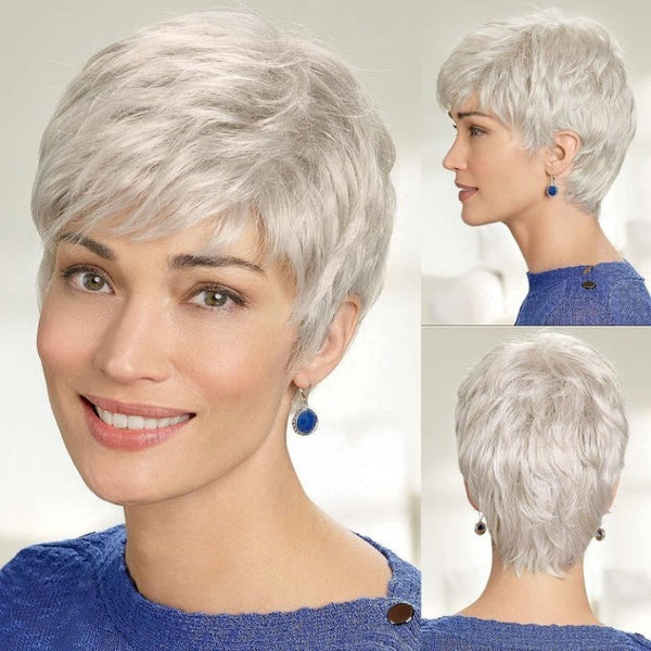 Short Pixie Cut Wig Brazilian Virgin Human Hair Black And Highlight Colorful Wig With Bangs Full Machine Ready To Go Glueless Wig dealsforyourdays
