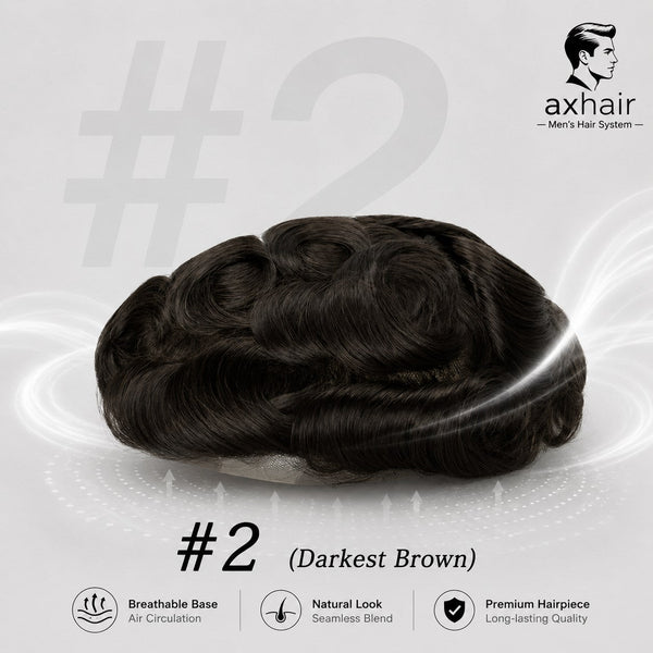 Hollywood Base Hair System for Men  Full Lace in Center with 1'' Thin Skin Around and 1/2'' Lace in the Front