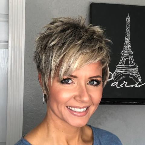 Casual Gradient Linen Gold Short Wig