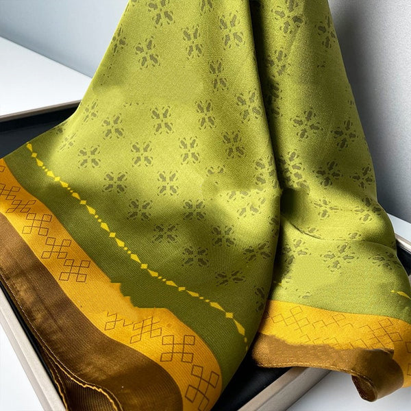 Avocado green contrasting silky satin scarf