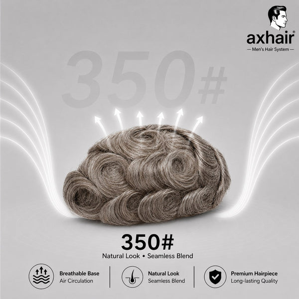 0.10-0.12mm Double Knots Full Skin Base  Men's Hair Unit  Men's Hairstyle for Thin Hair