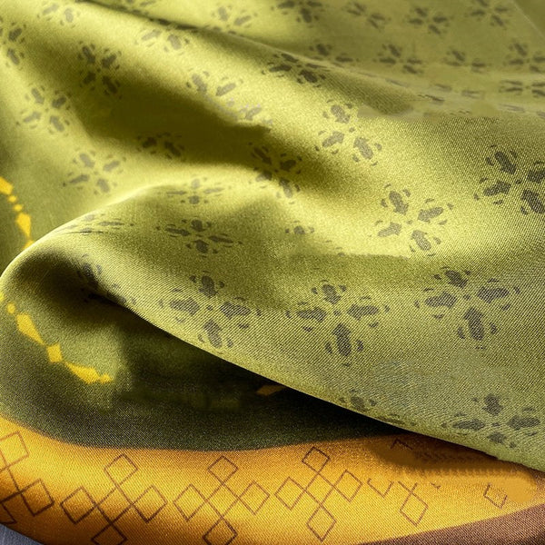 Avocado green contrasting silky satin scarf