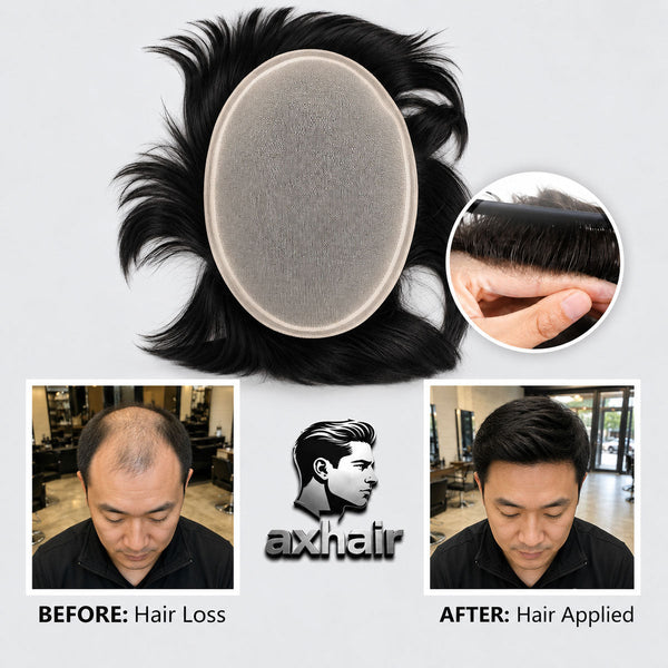 Viral Video Same Style Men’s Wig with Realistic Scalp, Natural-Looking Hairpiece for Southeast Asian Men