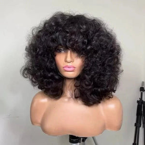 Put On & Go Voluminous Curly bob Wig With Bangs