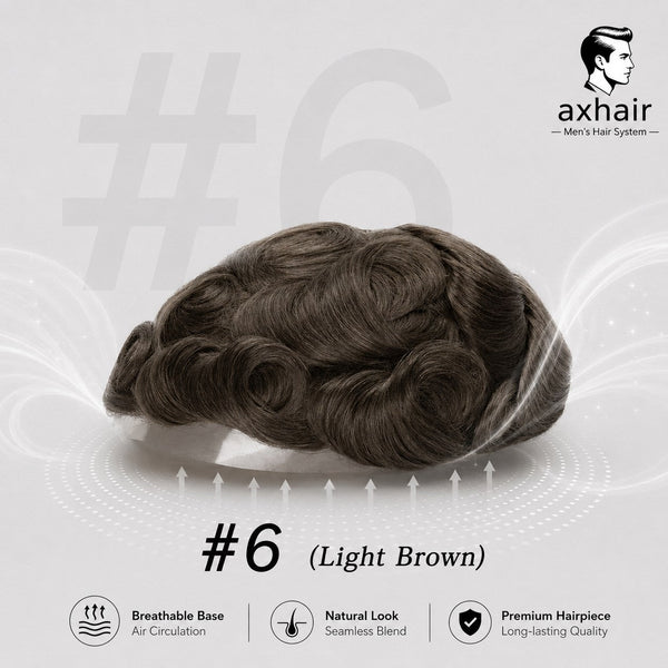 Hollywood Base Hair System for Men  Full Lace in Center with 1'' Thin Skin Around and 1/2'' Lace in the Front