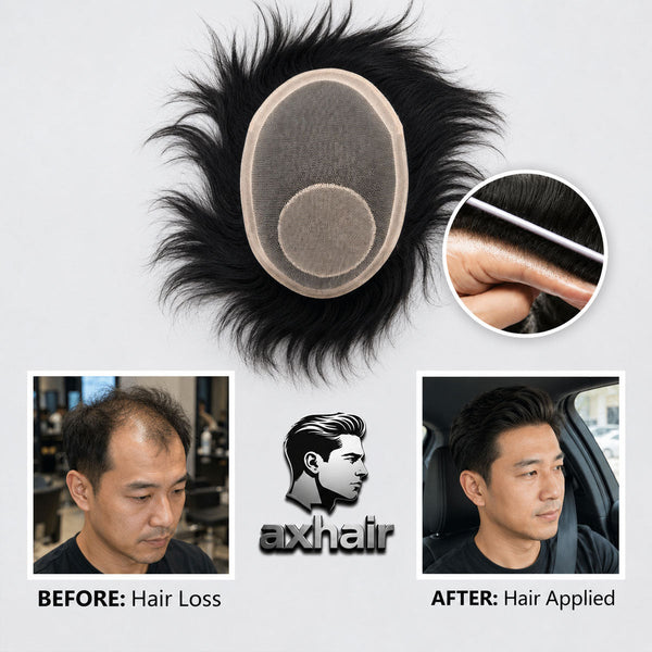 Viral Video Same Style Men’s Wig with Realistic Scalp, Natural-Looking Hairpiece for Southeast Asian Men