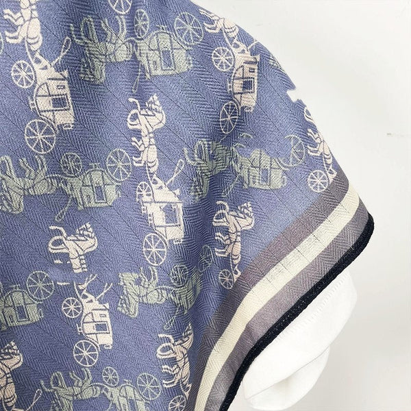 Cowboy carriage elegant blue velvet warm scarf