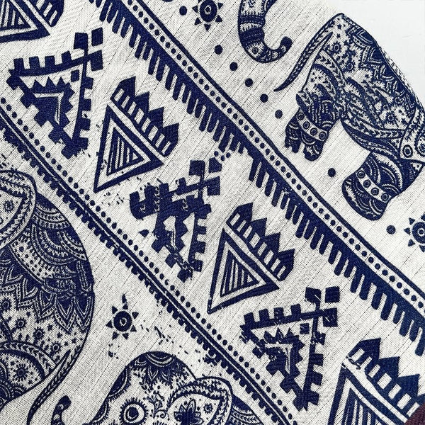 Elephant pattern velvet and cotton warm scarf