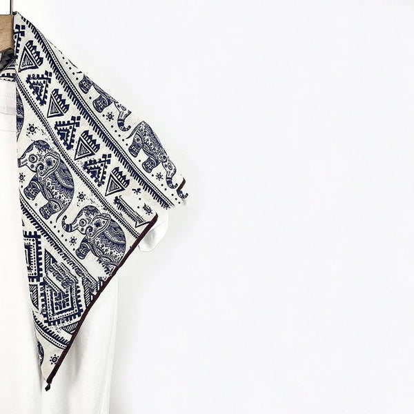 Elephant pattern velvet and cotton warm scarf