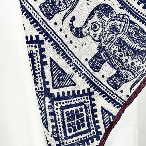 Elephant pattern velvet and cotton warm scarf