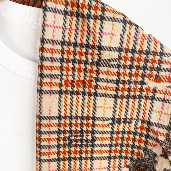 Check paisley leopard print warm scarf