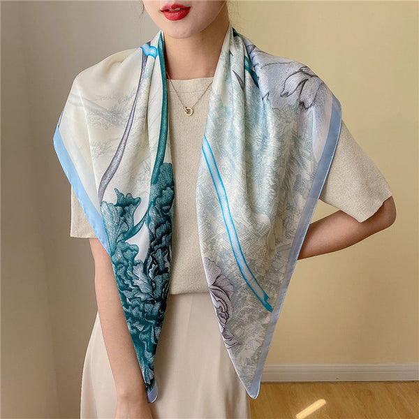 Spring Chic Style Women Simulated Silk Scarf 90cm Large Square