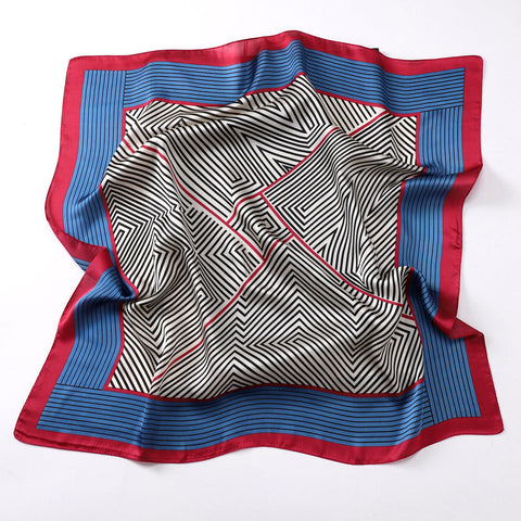 New Small Square Women Hair Scarf Striped Printed Simulation Silk Scarf Neck Scarf