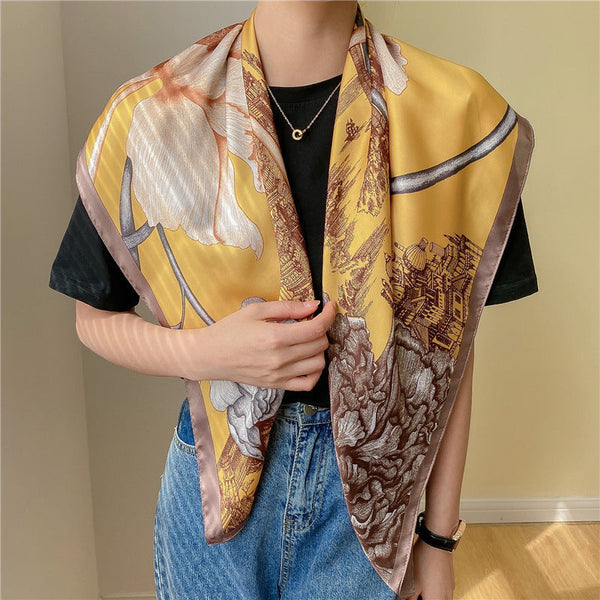 Spring Chic Style Women Simulated Silk Scarf 90cm Large Square