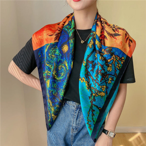 Spring Chic Style Women Simulated Silk Scarf 90cm Large Square