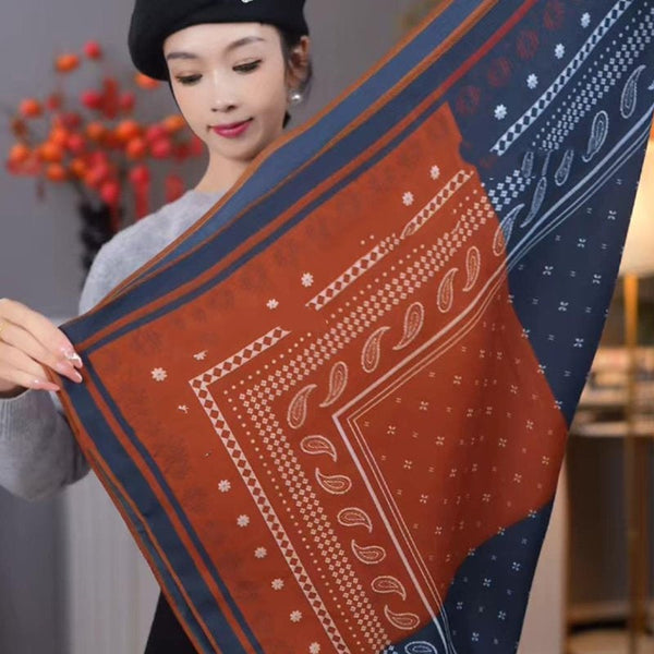 Four-panel cashew pattern extra-large warm scarf gift