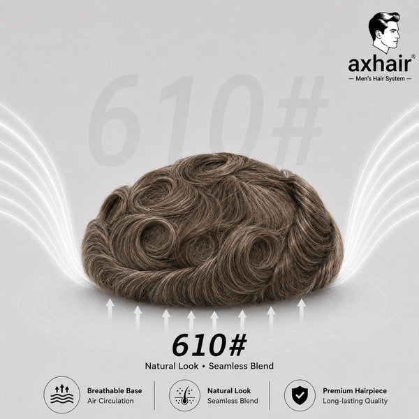 Full French Lace: Men's Lace Toupee  Full French Lace Base  Suitable for Humid Climate
