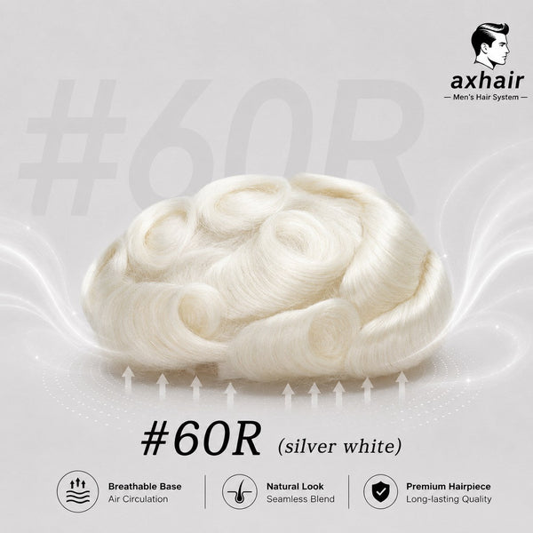 Fine Mono Hairpiece for Men With NPU Gauze Crown & Perimeter and Skin Front