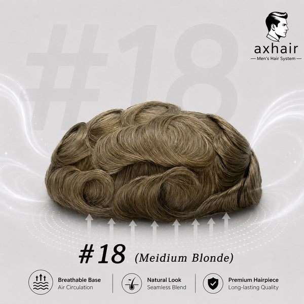 Mono PU Mono Mesh Crown + PU Men Toupee Breathable Wig Natural Hairline Human Hair System