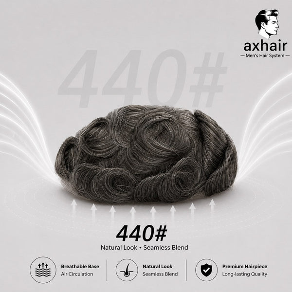 Mono PU Mono Mesh Crown + PU Men Toupee Breathable Wig Natural Hairline Human Hair System
