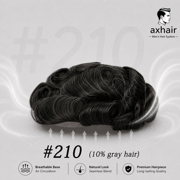 Q6 base Men's Non Surgical Hair Replacement  Swiss Lace With Skin Poly Back and Middle Best for Gym
