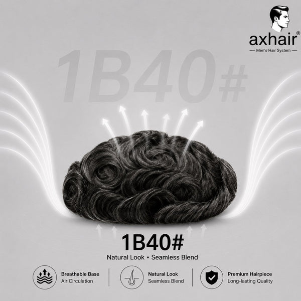 0.06-0.08 mm V Loop Bio Skin Hair System for Men  No-shine under Lights, Blends Well with Your Skin