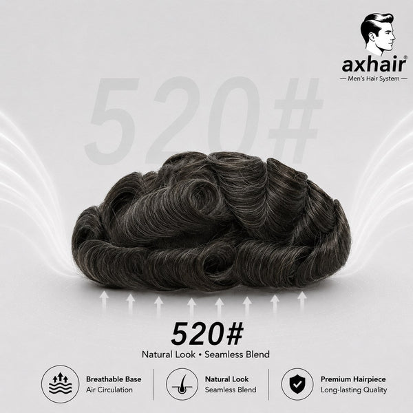 Mono PU Mono Mesh Crown + PU Men Toupee Breathable Wig Natural Hairline Human Hair System