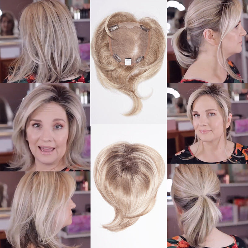 Natural hair toppers for women clip-in crown hairpieces just like your own hair Invisible and breathable