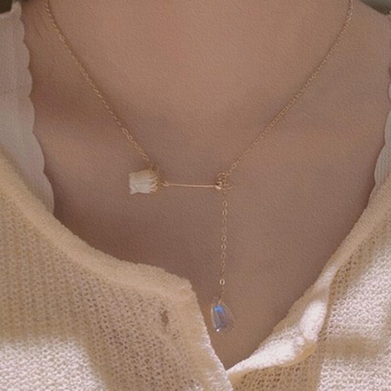 Rose Pearl Drop Necklace