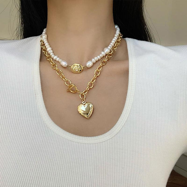 Pearl Heart  Gold Plating Necklace