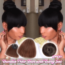 Bundle Hair Bun and Clip in Bangs Set (2PCS)