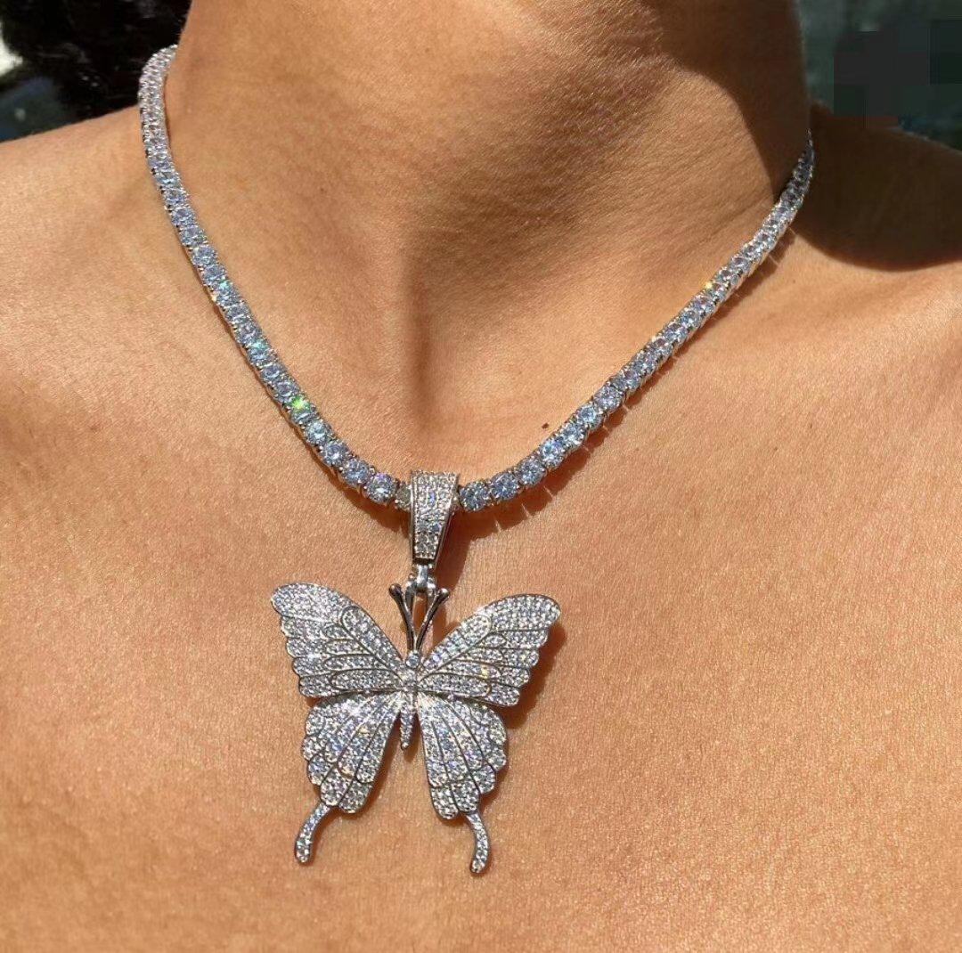 Big Butterfly Rhinestones Necklace
