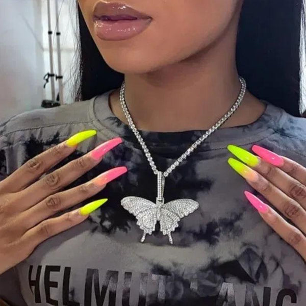 Big Butterfly Rhinestones Necklace