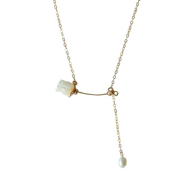 Rose Pearl Drop Necklace