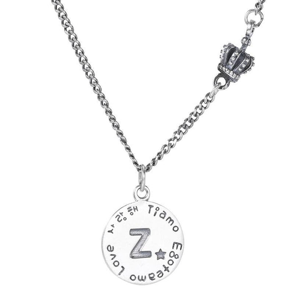 Letter Retro Coin Style Silver Necklace