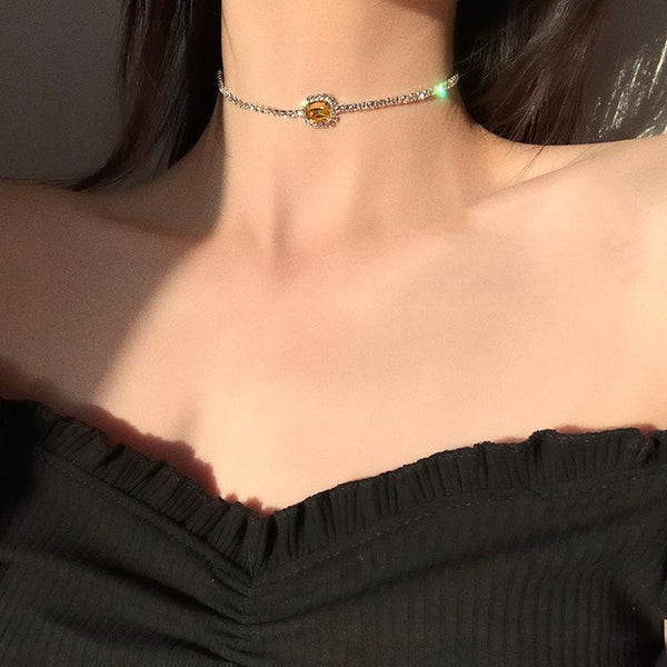 Bling CZ Diamond Choker Necklace