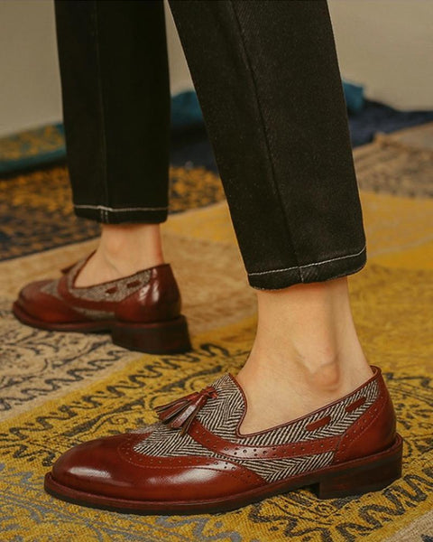 Retro Round Toe Tassel Loafers