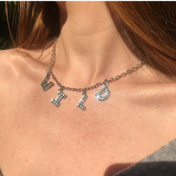 Bitch Letter Diamond Choker Necklace-Custom letters available