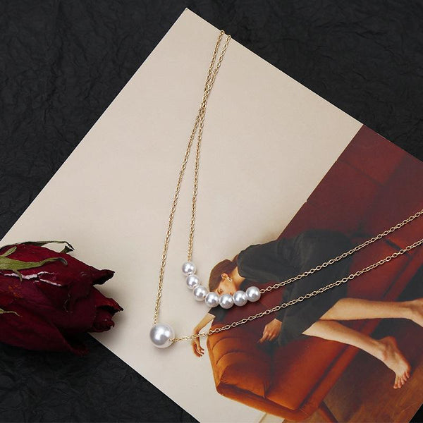 "Go for it" 2 Layered Pearl Necklace