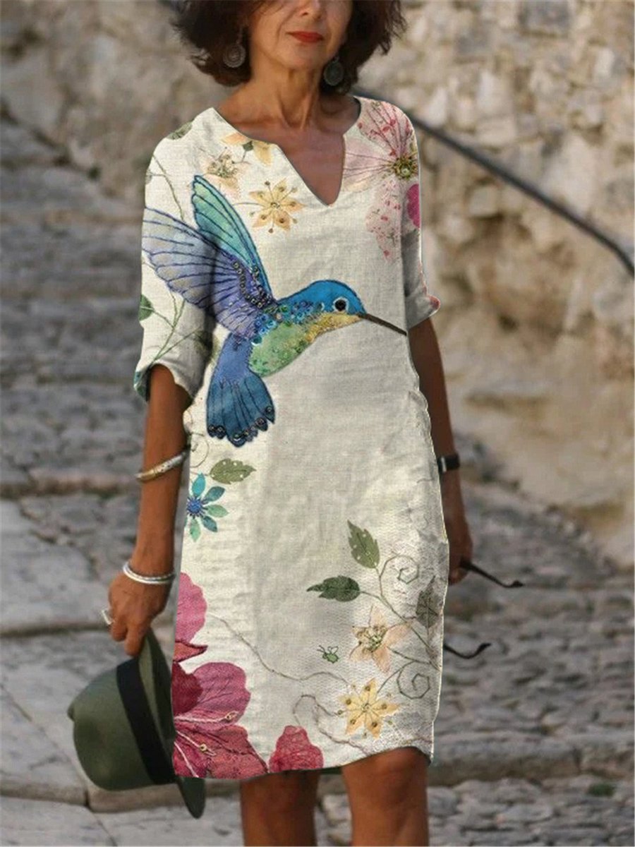 Casual Kingfisher V-neck Sleeve Plus Size Dress